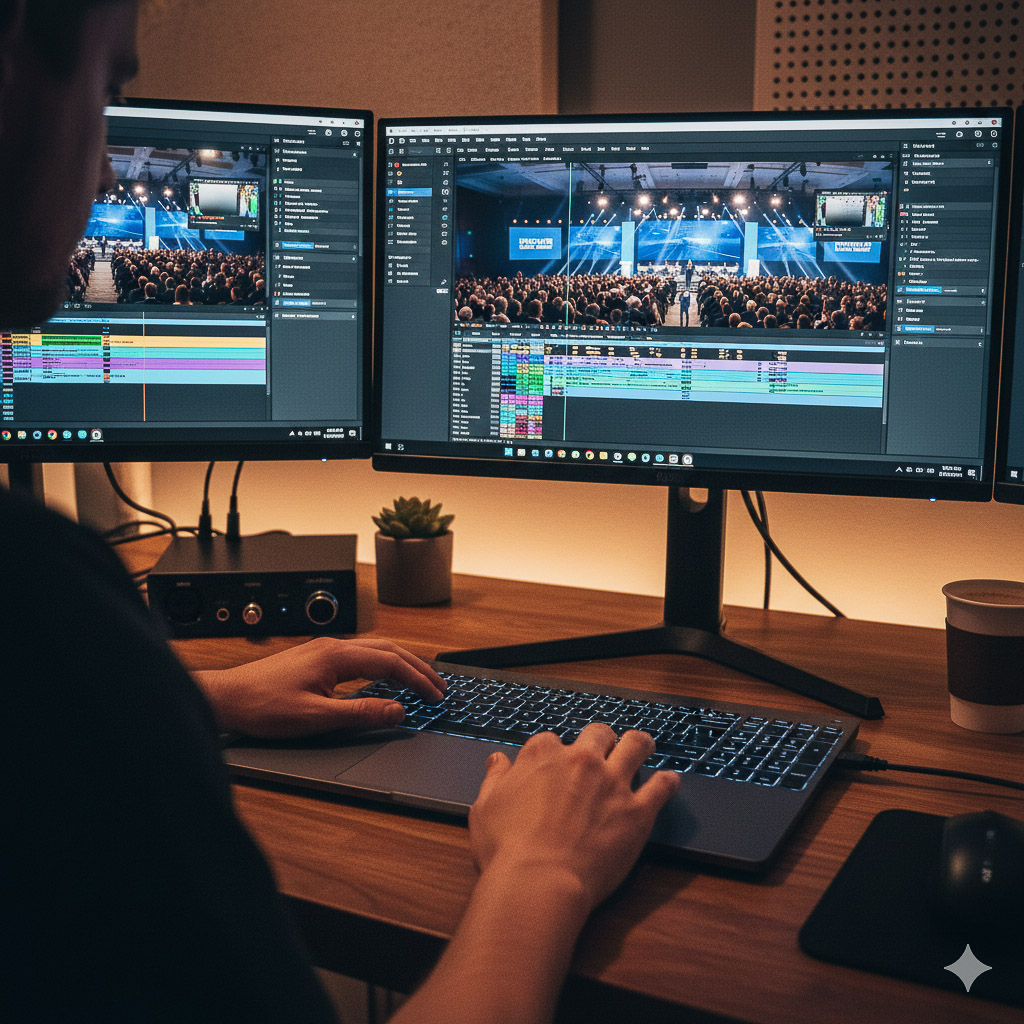 ادیت و تدوین حرفه ای ویدیو و عکس های همایش در استودیو فوتوگالری جوان
