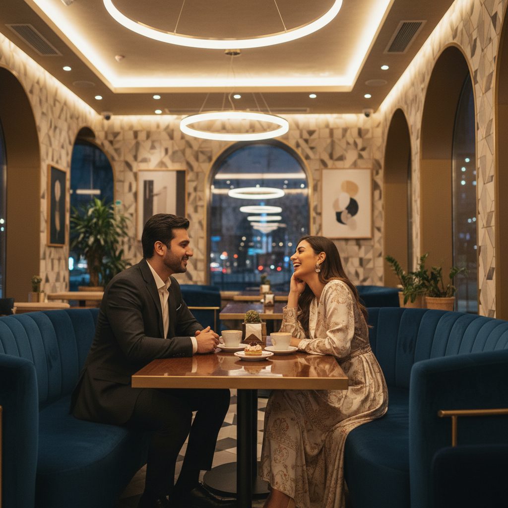ژست عکاسی دونفره لاکچری در کافه
